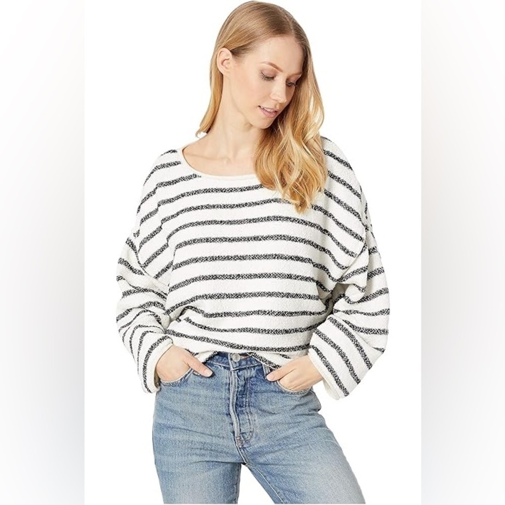 Free people sweater oversized striped size large boho long sleeve pullover